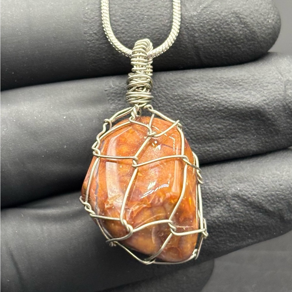 Handcrafted Wire-Wrapped Stone Pendant - Picture 2 of 3